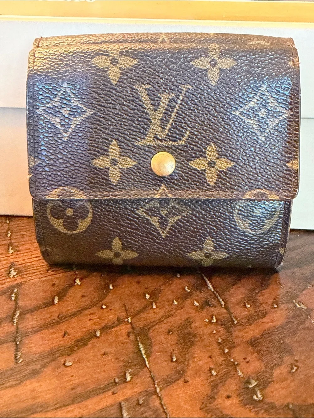 Louis Vuitton Monogram Compact Elise Canvas Card Holder in Brown and Gold
